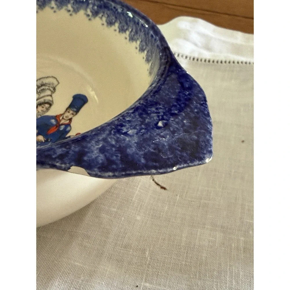 French Folk Art Breton Bowls And Cafe Any Lait Cup Handpainted And Signed Blue
